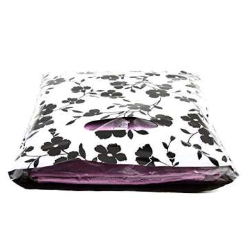 Merchandise Bags 9x12" - 100 Pack - Black Floral - Glossy Retail Bags - Shopping Bags for Boutique -...