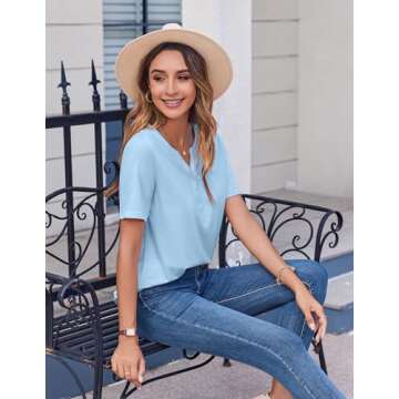 Chic Zeagoo V-Neck Summer Blouses for Women