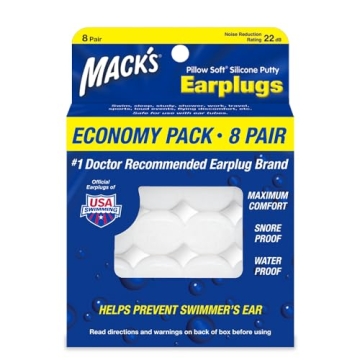 Mack's Pillow Soft Silicone Earplugs - The Best Moldable Ear Plugs for Sleeping, Snoring, Swimming, ...