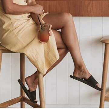 Indosole Women's ESSNTLS Vegan Slides [Reused Tire Sole, Natural Rubber Arch Support, ENVRO Strap, Waterproof] black Size: 8-9