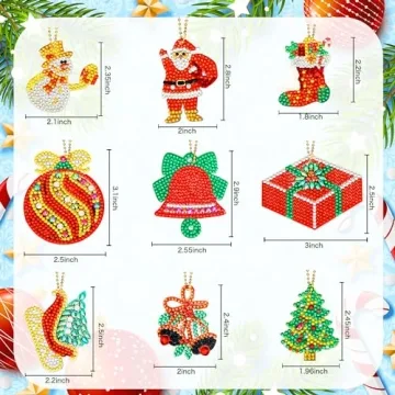 DIY Christmas Diamond Art Ornaments 5D Keychain Kits for Adults