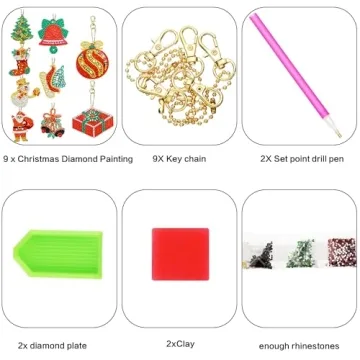 DIY Christmas Diamond Art Ornaments 5D Keychain Kits for Adults