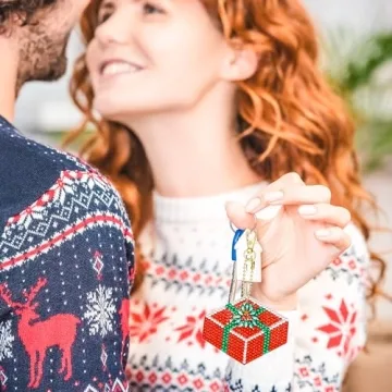 DIY Christmas Diamond Art Ornaments 5D Keychain Kits for Adults