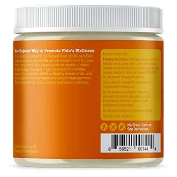 Coconut Oil for Dogs - Certified Organic & Virgin Superfood Supplement - Digestive & Immune Support - 16 OZ