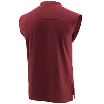 Moomphya Men’s Pirate Renaissance Viking Steampunk Shirt - Large, Red