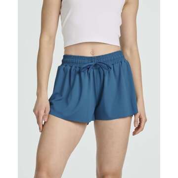 4-Pack: Womens Flowy Shorts Short Women Running Workout Athletic Skort Girls Clothes Spandex Gym High Waist Yoga Biker Skorts Preppy Clothing Teen Lounge Trendy Beach Tennis - Set 7, L