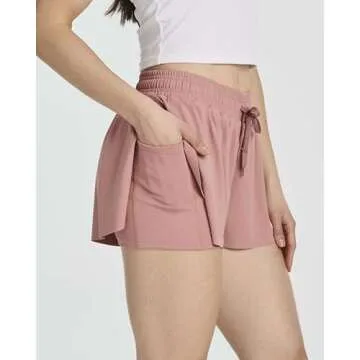 4-Pack: Womens Flowy Shorts Short Women Running Workout Athletic Skort Girls Clothes Spandex Gym High Waist Yoga Biker Skorts Preppy Clothing Teen Lounge Trendy Beach Tennis - Set 7, L