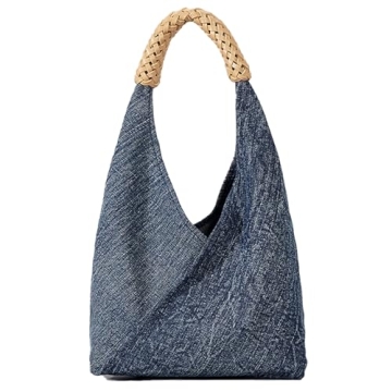 Generic Women's Denim Handmade Braided Handbag Retro Casual Top Handle Large Capacity Shoulder Hobo ...