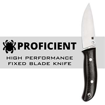Spyderco Proficient Fixed Blade Knife - Black Carbon Fiber Handle, PlainEdge, Full-Flat Grind, CPM S90V Steel Blade, Includes Leather Sheath - FB36CFP