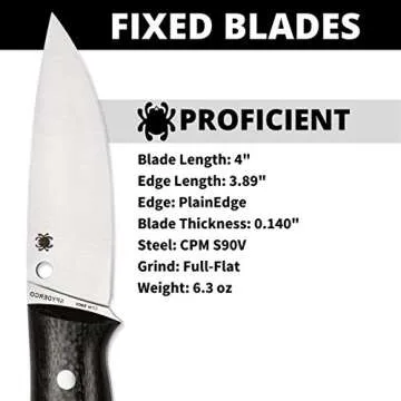 Spyderco Proficient Fixed Blade Knife - Black Carbon Fiber Handle, PlainEdge, Full-Flat Grind, CPM S90V Steel Blade, Includes Leather Sheath - FB36CFP