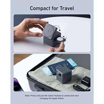 Anker MagSafe Charger Stand, Wireless Charger, 3-in-1 Cube, 15W Foldable Fast Charging for iPhone 16/15/14/13, Apple Watch, AirPods (Charger Included)