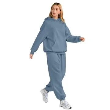 AUTOMET Sweatsuits Women 2 Piece Outfit Lounge Two Piece Sets Fall Fashion 2025 Tracksuits Oversized Sweatshirt and Sweatpants Casual Teen Girls Clothing DustyBlue L