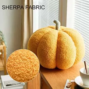Wadser Fleece Pumpkin Throw Pillow Decorative Sherpa Cushion 3D Plush Pillows for Sofa Couch Bedroom...