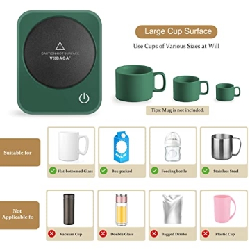 VOBAGA Coffee Mug Warmer (No Mug), Electric Coffee Warmer for Office Desk Accessories with Auto Shut Off, 3 Temperature Setting Smart Cup Warmer for Heating Coffee, Beverage, Milk and Tea