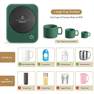 VOBAGA Coffee Mug Warmer (No Mug), Electric Coffee Warmer for Office Desk Accessories with Auto Shut Off, 3 Temperature Setting Smart Cup Warmer for Heating Coffee, Beverage, Milk and Tea
