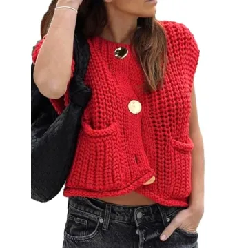 Stylish KEOMUD Women Sleeveless Cropped Knit Vest