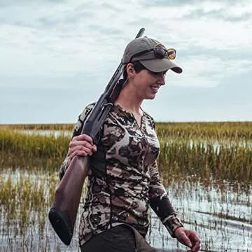 First Lite Women's Wick Quarter Zip - Ultralight Merino Wool Camo Hunting Baselayer - First Lite Cipher - Medium