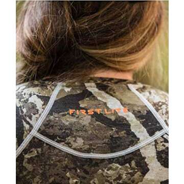First Lite Women's Wick Quarter Zip - Ultralight Merino Wool Camo Hunting Baselayer - First Lite Cipher - Medium
