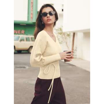 MIHOLL Women Sexy V Neck Long Sleeve Sweater for Any Occasion