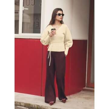 MIHOLL Women Sexy V Neck Long Sleeve Sweater for Any Occasion