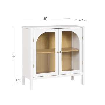 Nathan James Mason Storage Accent Cabinet Sideboard Buffet, Credenza with Glass Doors and Adjustable...