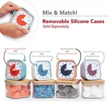 TIME TIMER Home MOD Color Cases - for Classroom Learning, Homeschool Study Tool, Student Desk Clock and Office Meetings with Silent Operation (2-Pack), Orange & Blue Pack