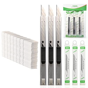 FOSHIO Retractable Utility Knife Set with 30 Replacement Blades, 9MM Box Cutter - Ideal for Crafting...