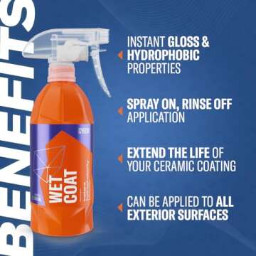 GYEON Wet Coat 500ml - Hydrophobic Ceramic Spray Coating for Cars - High Gloss Solutions for Your Ca...