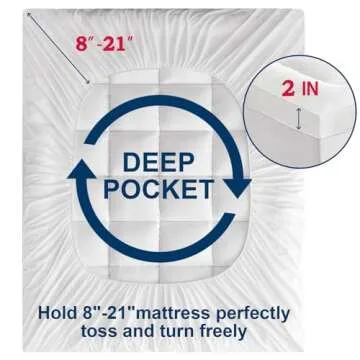 Extra Thick King Mattress Topper, Breathable Ultra Soft 1300 GSM Down Alternative Filled Fitted Mattress Protector 8-21" Deep Pocket, Comfort Support Back Mattress Pad Cover (78x80 in,White)