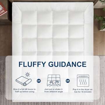 Extra Thick King Mattress Topper, Breathable Ultra Soft 1300 GSM Down Alternative Filled Fitted Mattress Protector 8-21" Deep Pocket, Comfort Support Back Mattress Pad Cover (78x80 in,White)