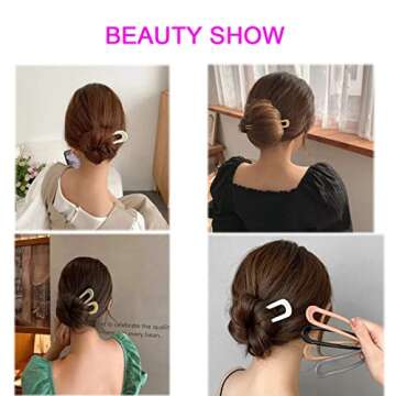 8 Pack French Style U Shaped Hair Pins in 8 Colors for Women and Girls