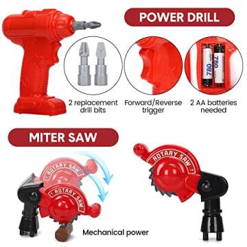 Kids Tool Bench, Toddler Toy Workbench and Tool Playset, Play Tool Bench Workshop for Boys, Pretend ...