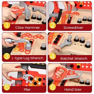 Kids Tool Bench, Toddler Toy Workbench and Tool Playset, Play Tool Bench Workshop for Boys, Pretend Play Construction Tool Toys for Toddler, Christmas Birthday Gift for Kids