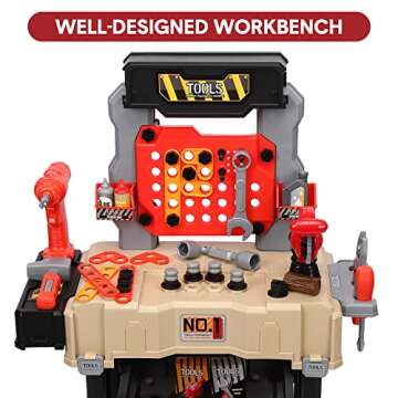 Kids Tool Bench, Toddler Toy Workbench and Tool Playset, Play Tool Bench Workshop for Boys, Pretend Play Construction Tool Toys for Toddler, Christmas Birthday Gift for Kids
