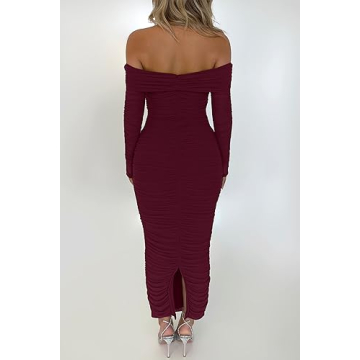 Elegant PRETTYGARDEN Women's Maxi Bodycon Dress in Wine Red