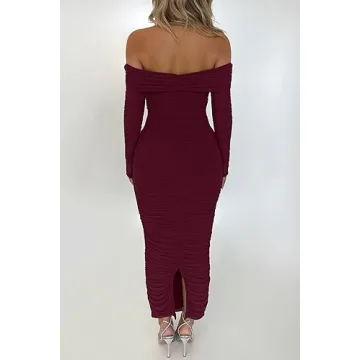Elegant PRETTYGARDEN Women's Maxi Bodycon Dress in Wine Red