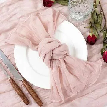 Socomi Pink Cheesecloth Napkins Set of 10 for Parties