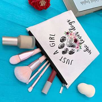 GevGuxLuo Dog Lovers Makeup Bag with Mirror