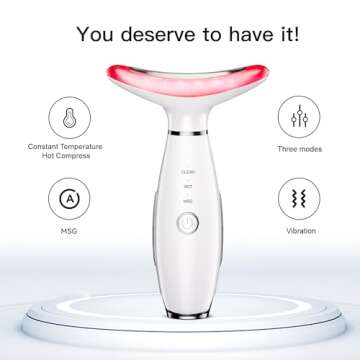 Neck Face Beauty Device, Skin Care Face Massage,3 in 1 Facial Massager, Face Sculpting Tool with Thermals, Vibration (White)