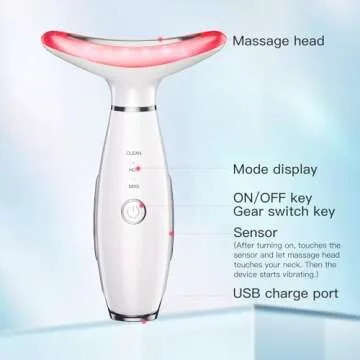 Neck Face Beauty Device, Skin Care Face Massage,3 in 1 Facial Massager, Face Sculpting Tool with Thermals, Vibration (White)