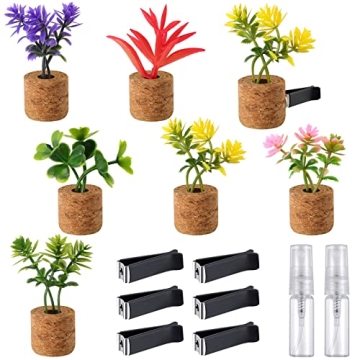 6 Pieces Cute Succulent Car Vent Clips Air Freshener with Mini Essential Oil Sprayer