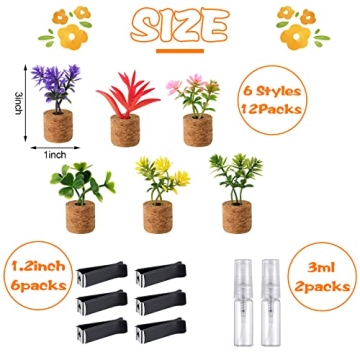 6 Cute Succulent Car Vent Clips with Essential Oil Sprayer