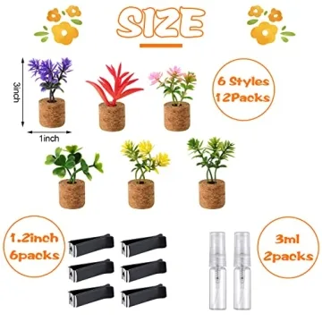 6 Cute Succulent Car Vent Clips with Essential Oil Sprayer