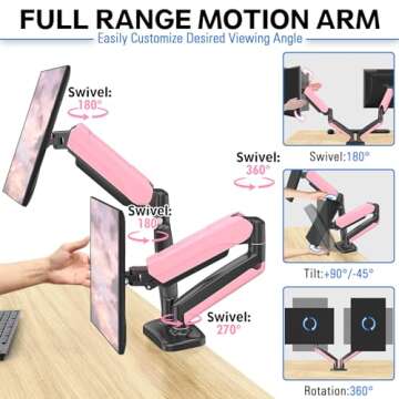 MOUNTUP Dual Monitor Stand - Gas Spring Adjustable Arm