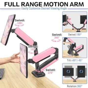 MOUNTUP Dual Monitor Stand - Gas Spring Adjustable Arm