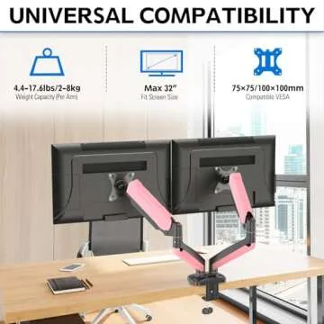 MOUNTUP Dual Monitor Stand - Gas Spring Adjustable Arm