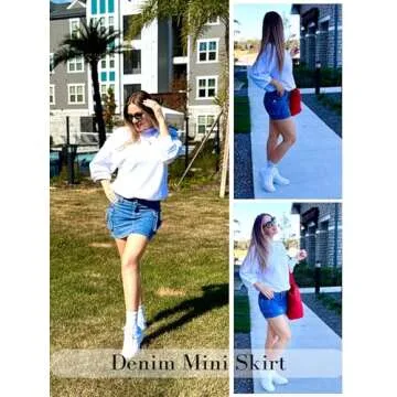 Mancreda Women Denim Cargo Skirt Mini Low Waist Button Bodycon Y2K Flap Pockets Skirts(BL,M)