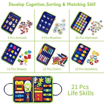 TenFans Busy Board Montessori Toy for Toddlers