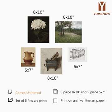 Vintage Farmhouse Wall Decor - Flower Bird Neutral Wall Art for Boho French Country Kitchen Bathroom...