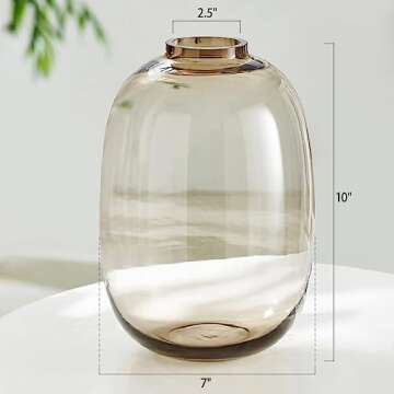 GeLive Brown Glass Vase Round Clear Vase Primary Colored Glass Vase for Centerpiece Tabletop Flower Vase Long Vase for Stem Branch Artificial Fresh Flower Home Indoor Decoration Modern Vase (Brown)
